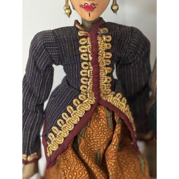 Set of Two Vintage Style Indonesian Stick Puppet Wayang Golek Rod Puppet Japanes - Picture 4 of 10